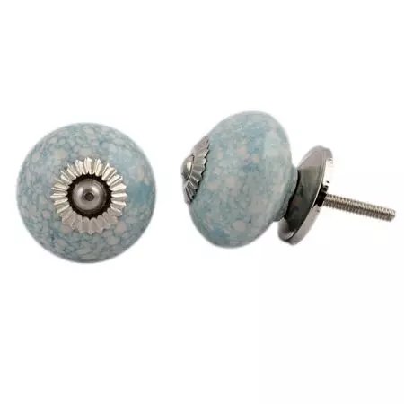 Turquoise Cream Crackle Drawer Knob